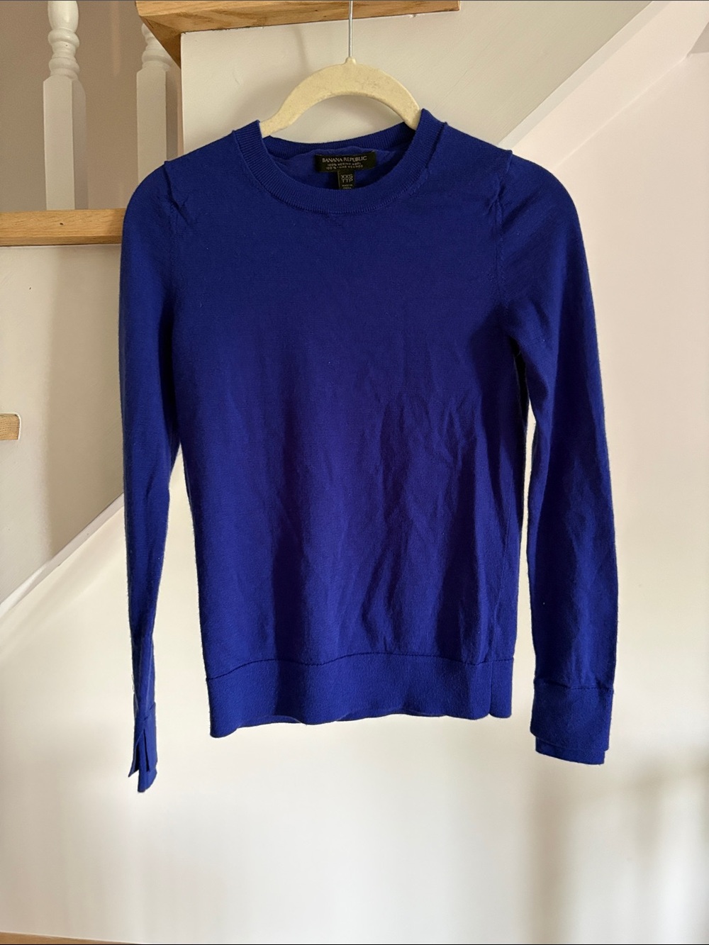 Classic Blue Crewneck Sweater - 100% Merino Wool